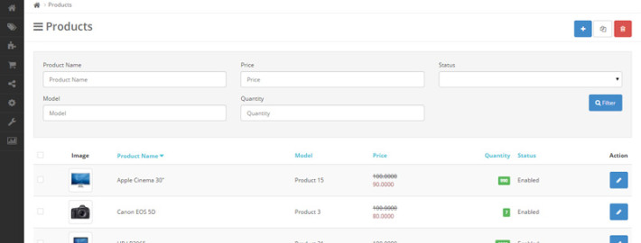 OpenCart 2.0 Administration Products
